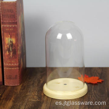 Cúpula de vidrio D12 * H20cm con base de MDF